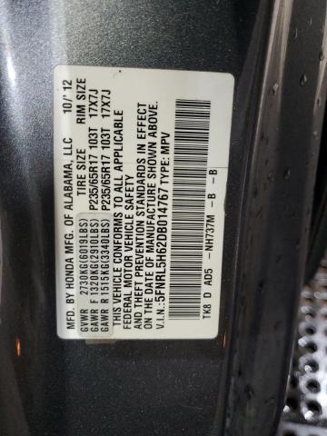 5FNRL5H62DB014767 - 2013 HONDA ODYSSEY EXL CHARCOAL photo 13