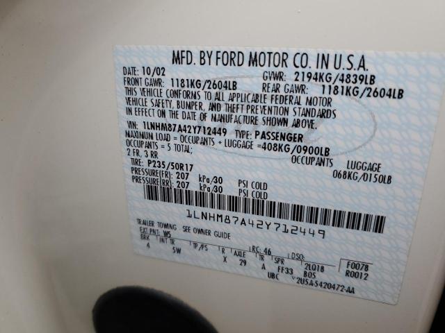 1LNHM87A42Y712449 - 2002 LINCOLN LS Ağ foto 12