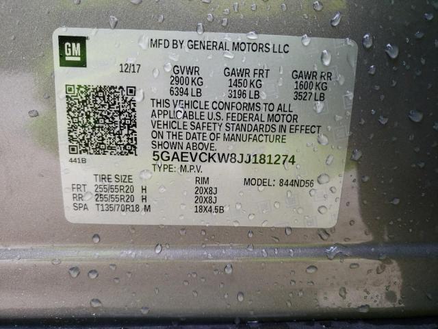 5GAEVCKW8JJ181274 - 2018 BUICK ENCLAVE AVENIR 灰色 照片 13