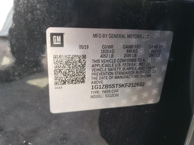 1G1ZB5ST5KF212682 - 2019 CHEVROLET MALIBU LS BLACK photo 12