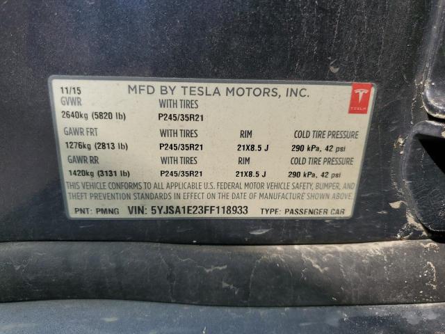 5YJSA1E23FF118933 - 2015 TESLA MODEL S Boz foto 13