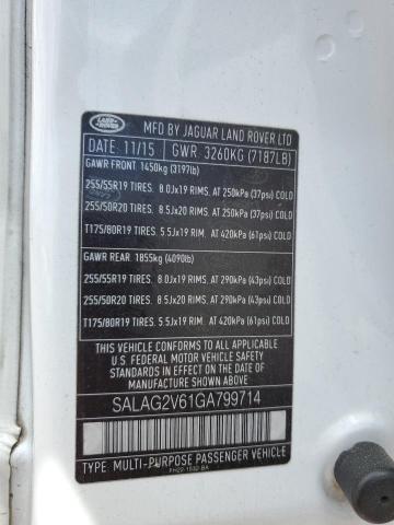 SALAG2V61GA799714 - 2016 LAND ROVER LR4 HSE WHITE photo 13