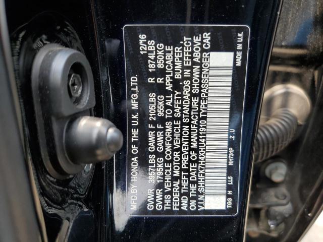 SHHFK7H4XHU411910 - 2017 HONDA CIVIC SPORT 黑色 照片 12