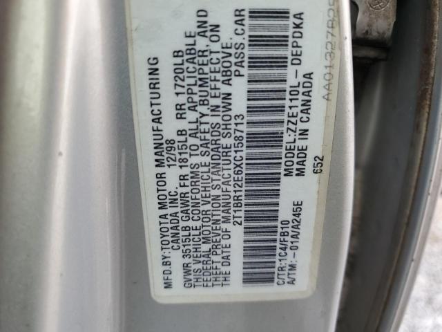 2T1BR12E6XC158713 - 1999 TOYOTA COROLLA VE SILVER photo 12