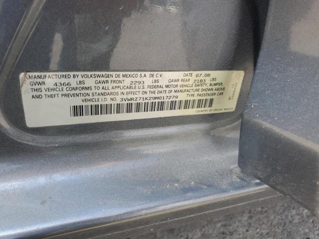 3VWRZ71K29M017279 - 2009 VOLKSWAGEN JETTA SE GRAY photo 12