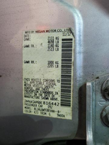 1N4AA5AP6DC816442 - 2013 NISSAN MAXIMA S SILVER photo 12