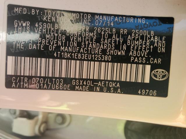 4T1BK1EB3EU125380 - 2014 TOYOTA AVALON BASE 白色 照片 12