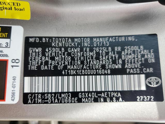 4T1BK1EB0DU016048 - 2013 TOYOTA AVALON BASE Bej fotoğraf 12