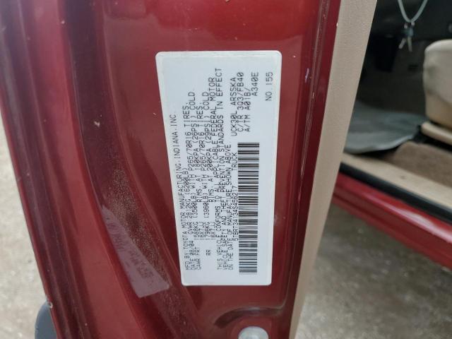 5TBRT34134S456217 - 2004 TOYOTA TUNDRA ACCESS CAB SR5 MAROON photo 10