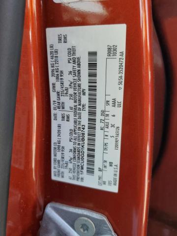 1FMCU0GD1KUB08743 - 2019 FORD ESCAPE SE ნარინჯისფერი ფოტო 13