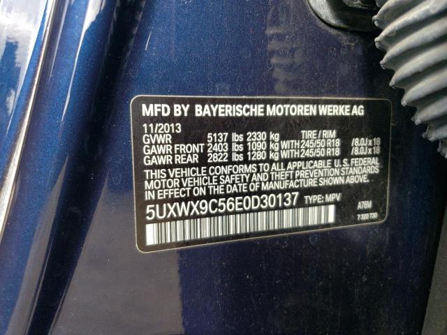 5UXWX9C56E0D30137 - 2014 BMW X3 XDRIVE28I BLUE photo 12