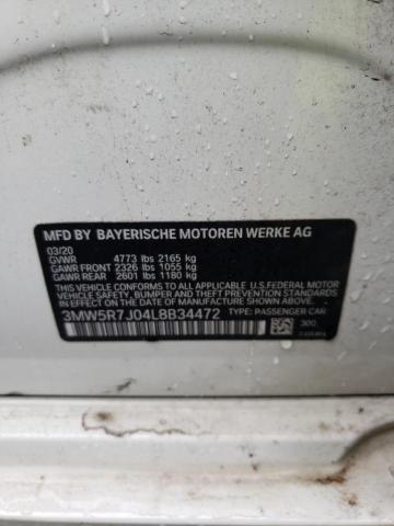 3MW5R7J04L8B34472 - 2020 BMW 330XI WHITE photo 12