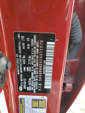 5XXGR4A6XCG071076 - 2012 KIA OPTIMA SX Qırmızı foto 12