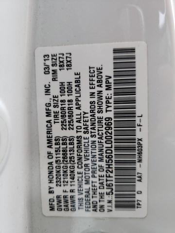 5J6TF2H56DL002969 - 2013 HONDA CROSSTOUR EXL თეთრი ფოტო 13