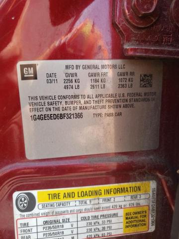 1G4GE5ED6BF321366 - 2011 BUICK LACROSSE CXS Կարմիր լուսանկար 12