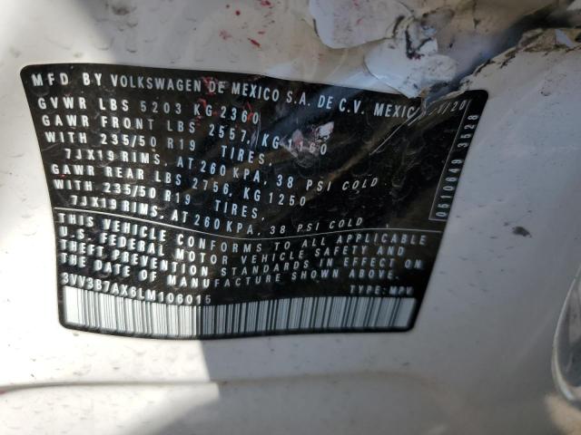 3VV3B7AX6LM106015 - 2020 VOLKSWAGEN TIGUAN SE WHITE photo 13