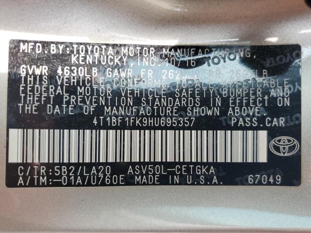 4T1BF1FK9HU695357 - 2017 TOYOTA CAMRY LE TAN photo 12
