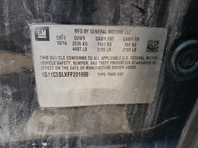 1G11C5SLXFF201998 - 2015 CHEVROLET MALIBU 1LT 黑色 照片 12