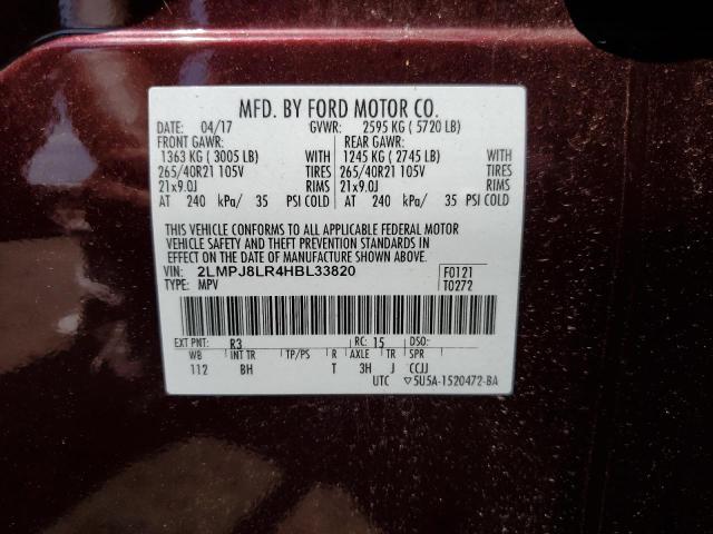 2LMPJ8LR4HBL33820 - 2017 LINCOLN MKX RESERVE BURGUNDY photo 13