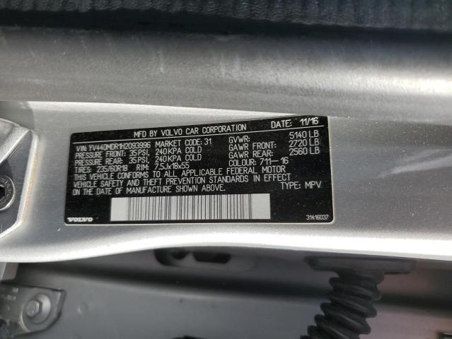 YV440MDR1H2093996 - 2017 VOLVO XC60 T5 DYNAMIC ვერცხლისფერი ფოტო 12