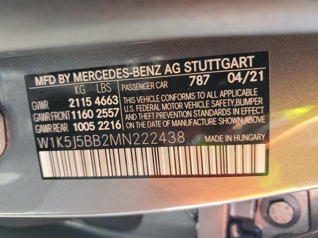 W1K5J5BB2MN222438 - 2021 MERCEDES-BENZ CLA AMG 35 4MATIC GRAY photo 12