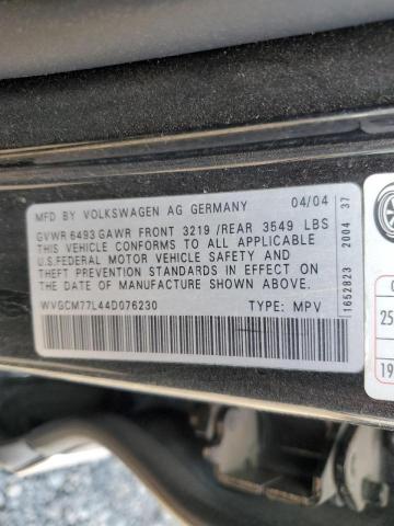 WVGCM77L44D076230 - 2004 VOLKSWAGEN TOUAREG 4.2 BLACK photo 13