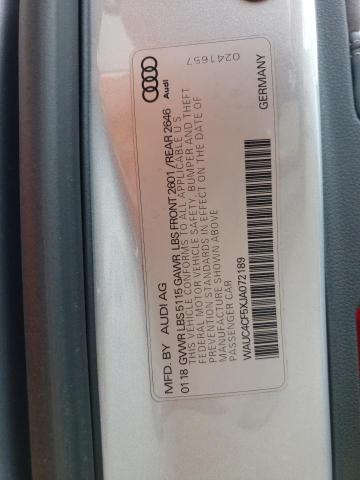 WAUC4CF5XJA072189 - 2018 AUDI S5 PRESTIGE SILVER photo 12