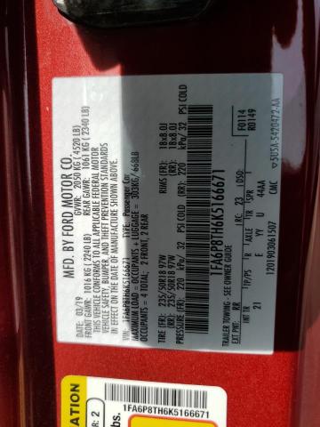 1FA6P8TH6K5166671 - 2019 FORD MUSTANG RED photo 12