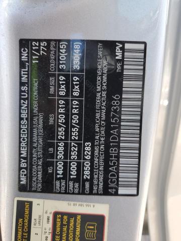 4JGDA5HB1DA157386 - 2013 MERCEDES-BENZ ML 350 4MATIC SILVER photo 13