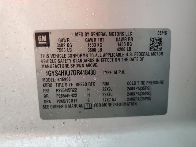 1GYS4HKJ7GR418430 - 2016 CADILLAC ESCALADE ESV LUXURY 白色 照片 13