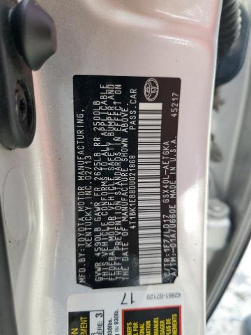 4T1BK1EB8DU021868 - 2013 TOYOTA AVALON BASE 银色 照片 12