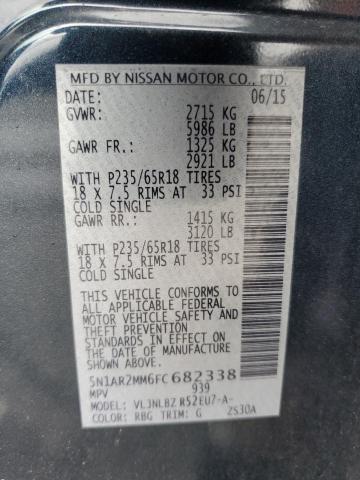 5N1AR2MM6FC682338 - 2015 NISSAN PATHFINDER S BLUE photo 14