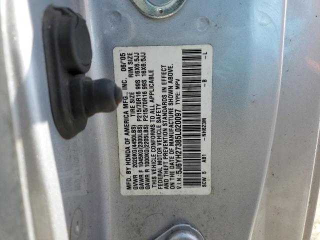 5J6YH27385L020097 - 2005 HONDA ELEMENT LX GRAY photo 12