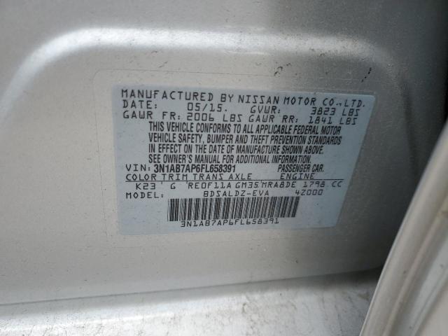 3N1AB7AP6FL658391 - 2015 NISSAN SENTRA S SILVER photo 12