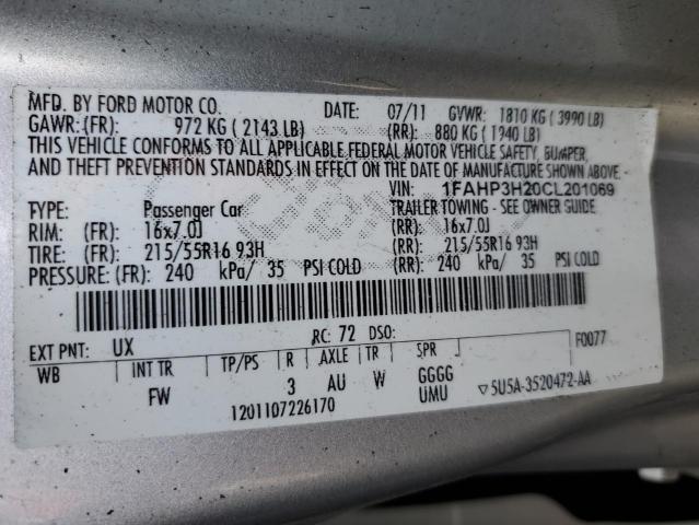 1FAHP3H20CL201069 - 2012 FORD FOCUS SEL GRAY photo 13