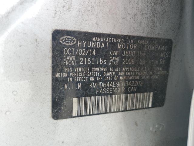 KMHDH4AE9FU342202 - 2015 HYUNDAI ELANTRA SE SILVER photo 12