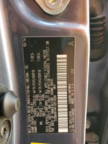 5TDKKRFH4FS051690 - 2015 TOYOTA HIGHLANDER XLE GRAY photo 14