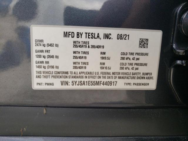 5YJSA1E55MF440917 - 2021 TESLA MODEL S Qara foto 10