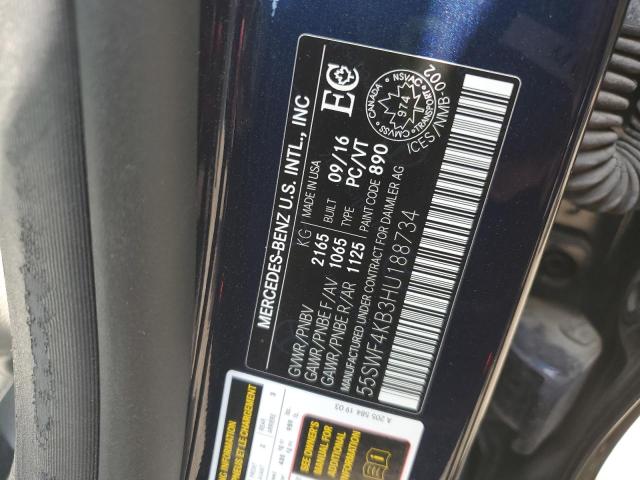 55SWF4KB3HU188734 - 2017 MERCEDES-BENZ C 300 4MATIC BLUE photo 13