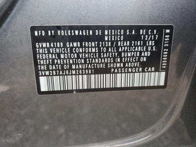 3VW2B7AJ6JM263981 - 2018 VOLKSWAGEN JETTA S 灰色 照片 13