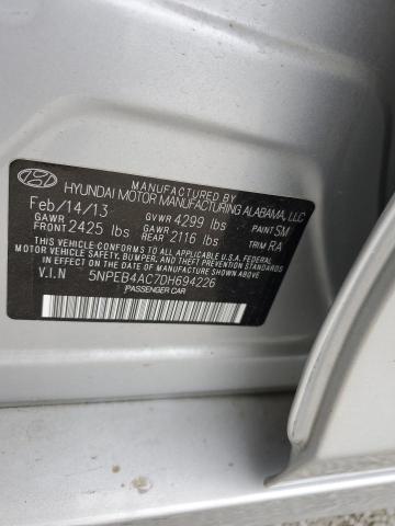 5NPEB4AC7DH694226 - 2013 HYUNDAI SONATA GLS SILVER photo 12