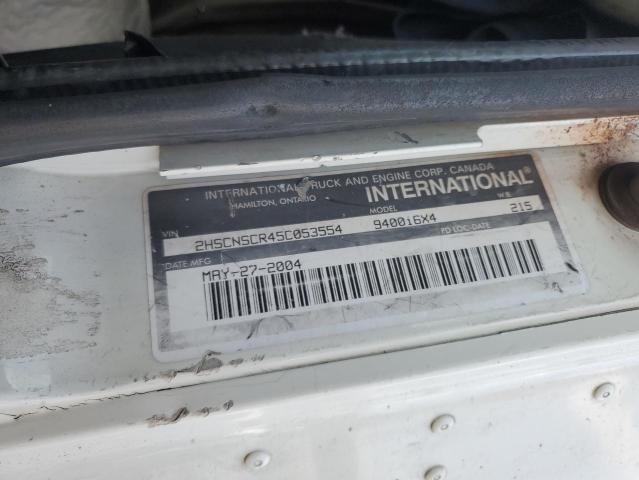 2HSCNSCR45C053554 - 2005 INTERNATIONAL 9400 9400I WHITE photo 10