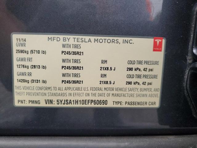 5YJSA1H10EFP60690 - 2014 TESLA MODEL S GRAY photo 13