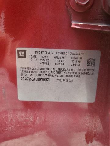 2G4GV5GV0D9188329 - 2013 BUICK REGAL GS Қызыл фото 13