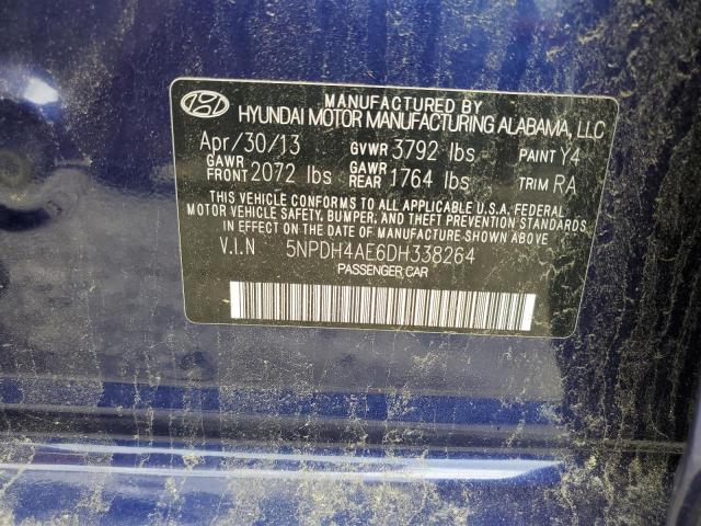 5NPDH4AE6DH338264 - 2013 HYUNDAI ELANTRA GLS BLUE photo 12