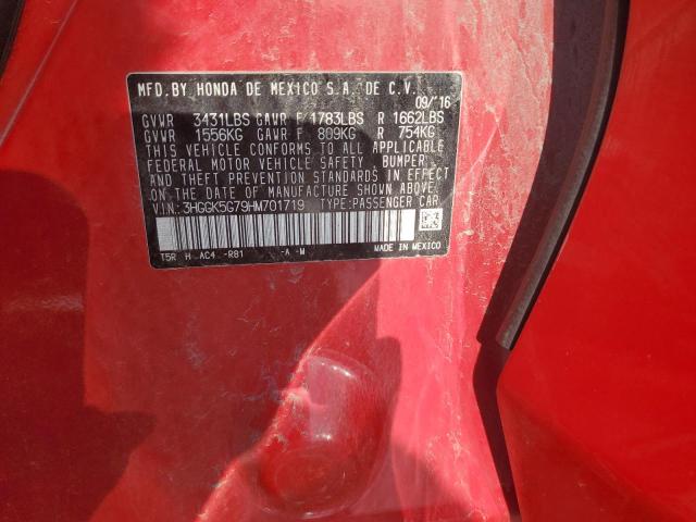 3HGGK5G79HM701719 - 2017 HONDA FIT EX RED photo 12