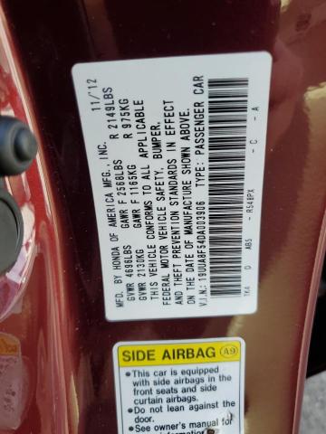 19UUA8F54DA003906 - 2013 ACURA TL TECH MAROON photo 12