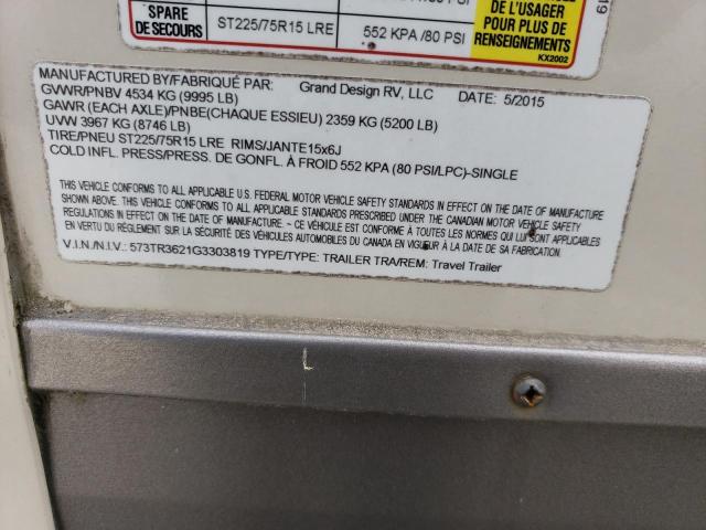 573TR3621G3303819 - 2016 GRAN REFLECTION TAN photo 10