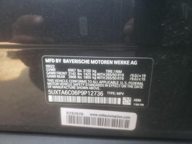 5UXTA6C06P9P12736 - 2023 BMW X5 XDRIVE45E BLACK photo 12