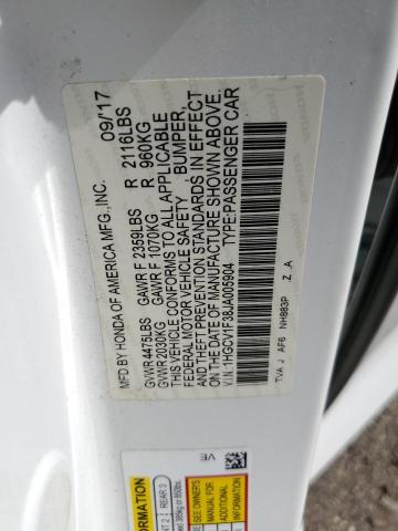 1HGCV1F38JA005904 - 2018 HONDA ACCORD SPORT 白色 照片 12